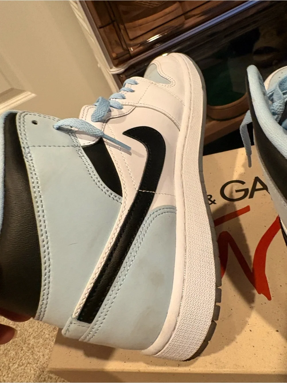 Men’s Jordan 1s Light Blue, Black, White